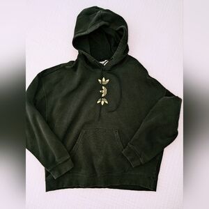 Adidas Originals Metallic Logo Hoodie Black Gold Treble Trefoil Logo Small